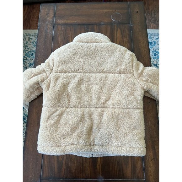 Aeropostale Faux Fur Coat Full Zip Beige Cream Fuzzy Neutral Soft Winter S NEW - Picture 5 of 8